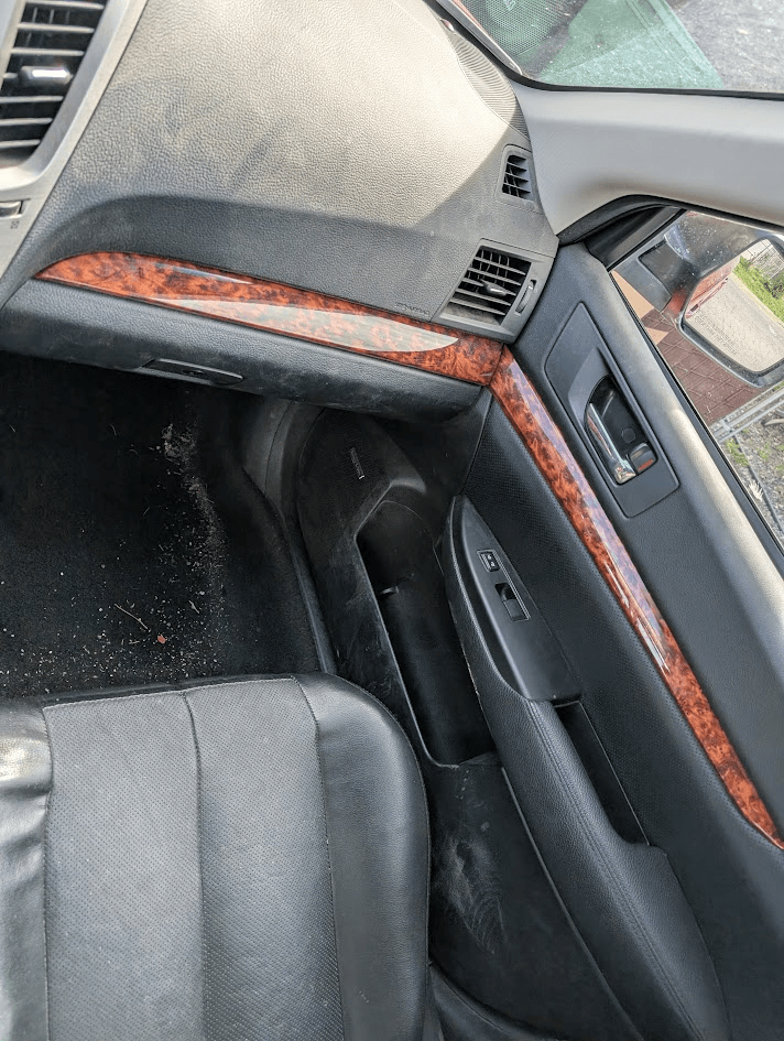 Dirty door panel before cleaning